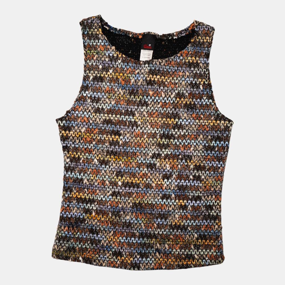 Vintage Marled Knit Sleeveless Sweater Top Earth Tone Lagenlook Boho Small - Picture 2 of 7